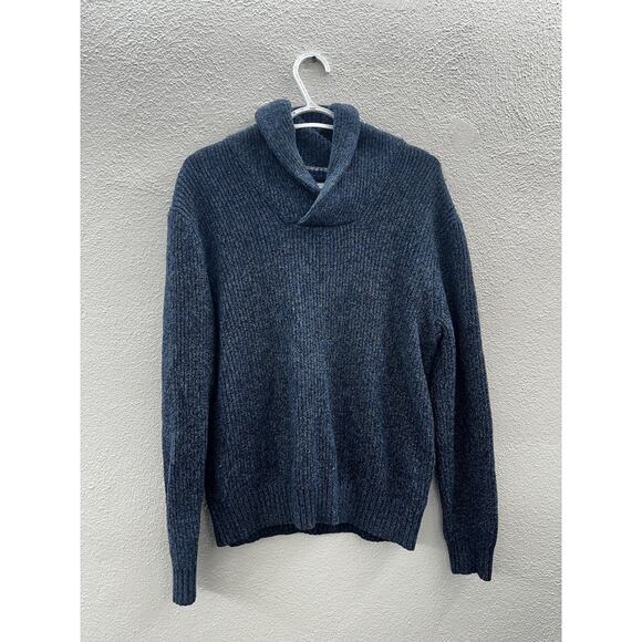American Eagle Mens Sweater Size Medium Blue Wool Blend Athletic Fit Shawl Neck - Picture 1 of 10